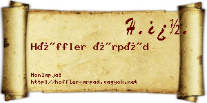 Höffler Árpád névjegykártya